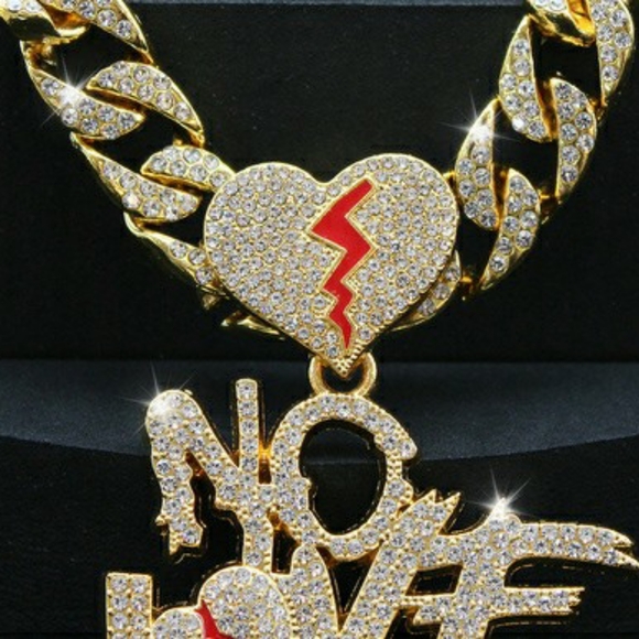 Men's Rhinestone No Love Diamond Chain - Picture 4 of 7